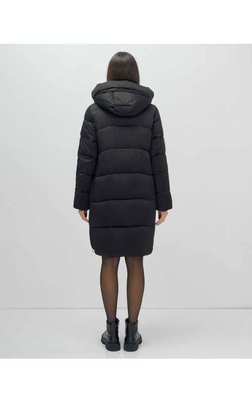 Женский длинный пуховик с капюшоном для зимы.