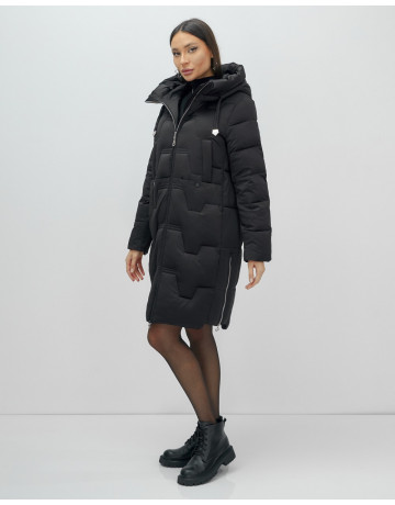 Женский длинный пуховик с капюшоном для зимы.
