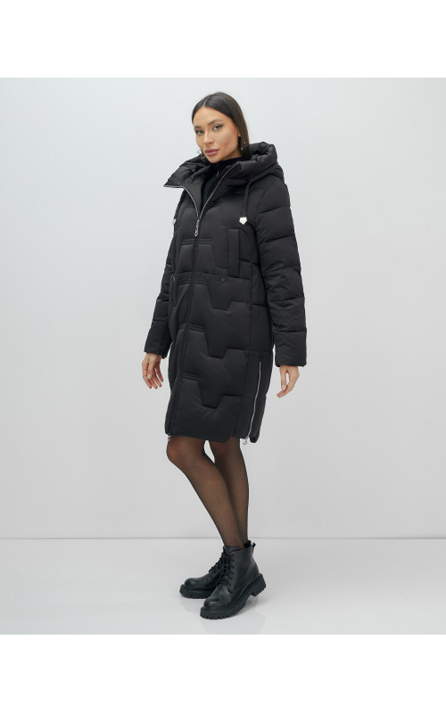 Женский длинный пуховик с капюшоном для зимы.