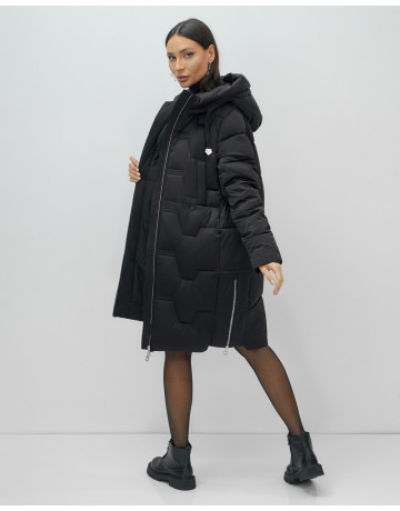 Женский длинный пуховик с капюшоном для зимы.