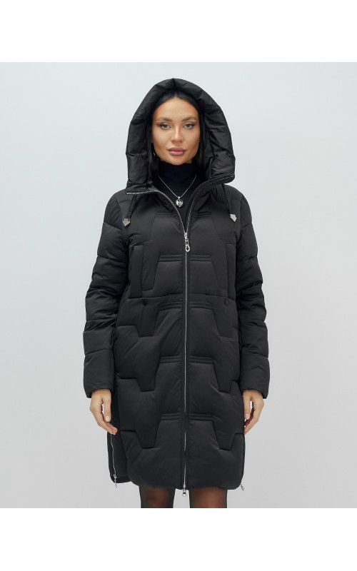 Женский длинный пуховик с капюшоном для зимы.