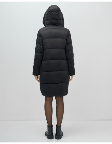 Женский длинный пуховик с капюшоном для зимы.