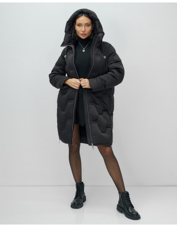 Женский длинный пуховик с капюшоном для зимы.