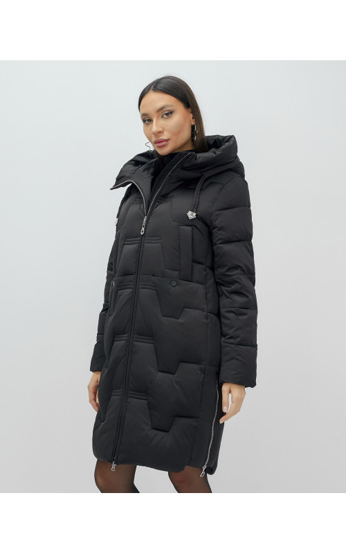 Женский длинный пуховик с капюшоном для зимы.