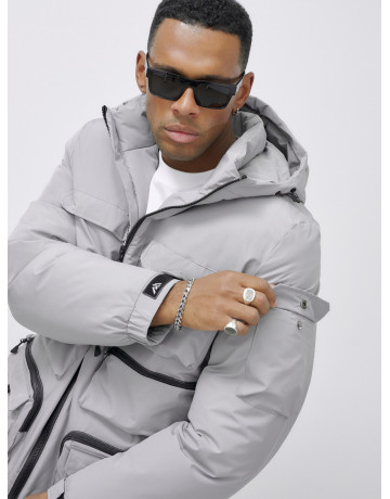 Мужская зимняя куртка большого размера с регулируемым капюшоном