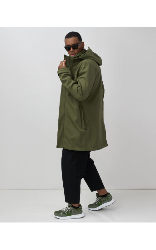 Мужская парка с капюшоном softshell, хаки, для спорта в Тюмени