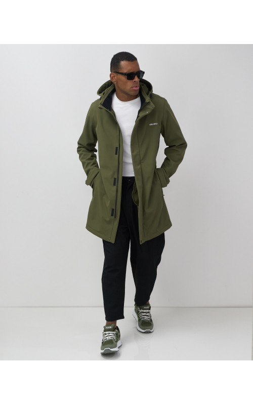 Мужская парка с капюшоном softshell, хаки, для спорта в Тюмени