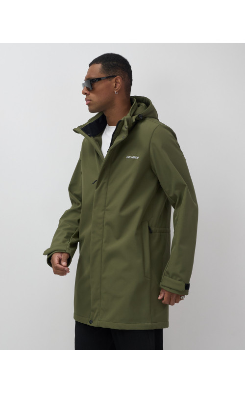 Мужская парка с капюшоном softshell, хаки, для спорта в Тюмени