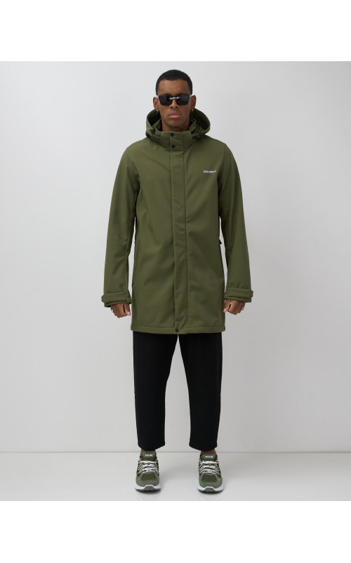 Мужская парка с капюшоном softshell, хаки, для спорта в Тюмени