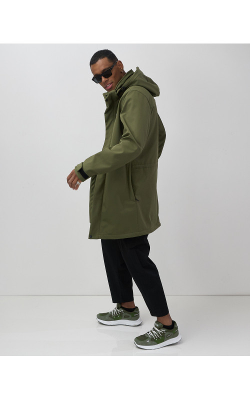 Мужская парка с капюшоном softshell, хаки, для спорта в Тюмени