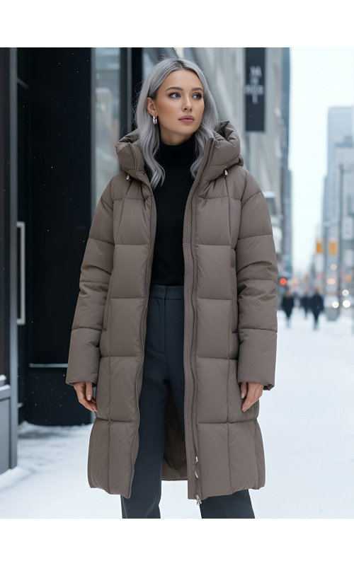 Длинный зимний пуховик для женщин