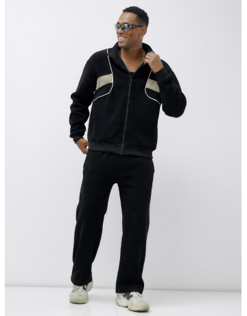 Мужской демисезонный спортивный костюм на флисе, чёрный, для спорта в Тюмени