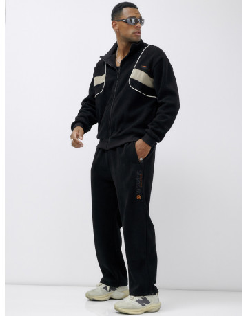 Мужской демисезонный спортивный костюм на флисе, чёрный, для спорта в Тюмени