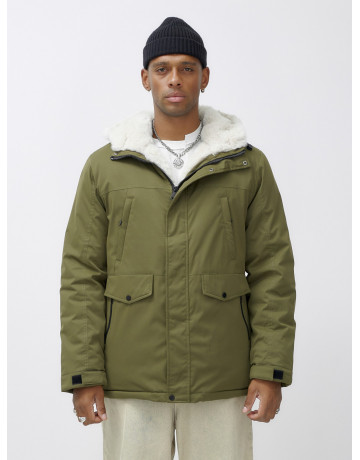 Мужская зимняя парка удлинённая с мехом, хаки, для активного отдыха в Тюмени
