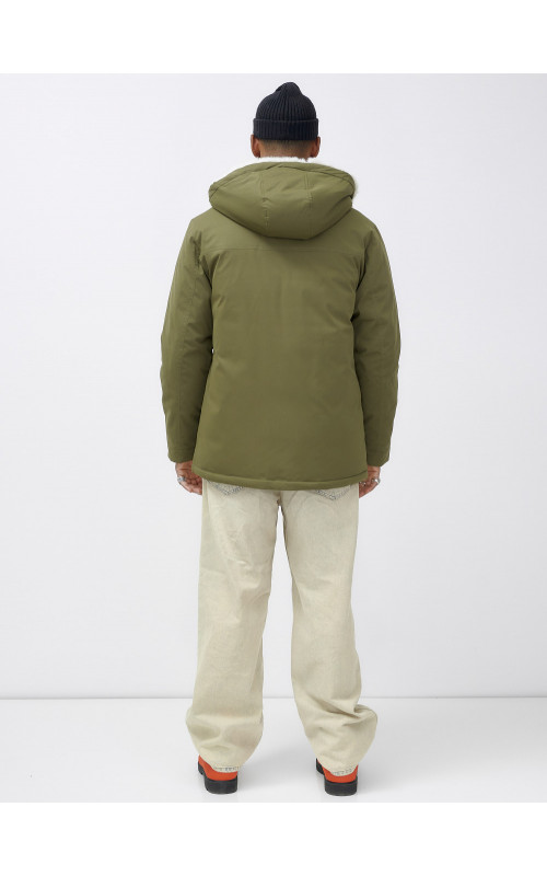 Мужская зимняя парка удлинённая с мехом, хаки, для активного отдыха в Тюмени