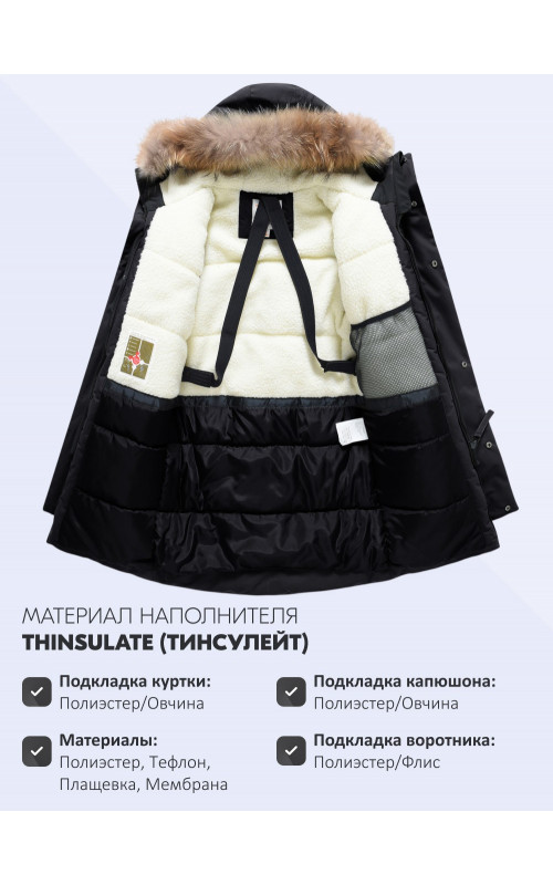 Зимняя парка с мехом енота для мальчика-подростка