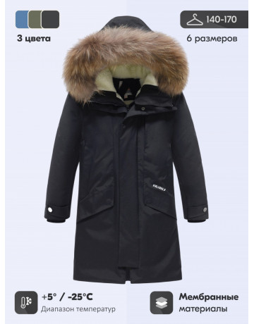 Зимняя парка с мехом енота для мальчика-подростка