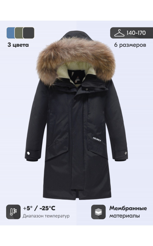 Зимняя парка с мехом енота для мальчика-подростка