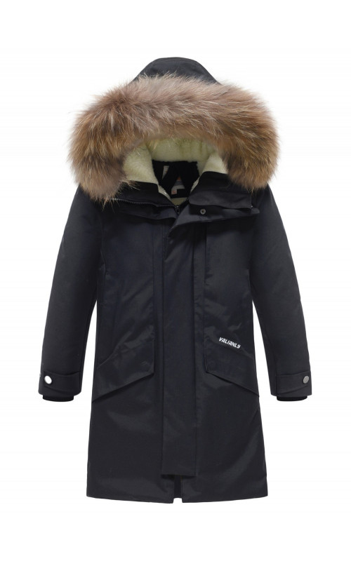 Зимняя парка с мехом енота для мальчика-подростка