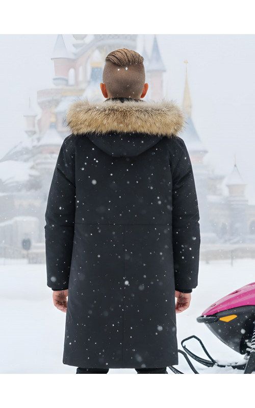 Зимняя парка с мехом енота для мальчика-подростка