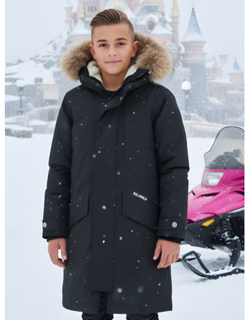 Зимняя парка с мехом енота для мальчика-подростка