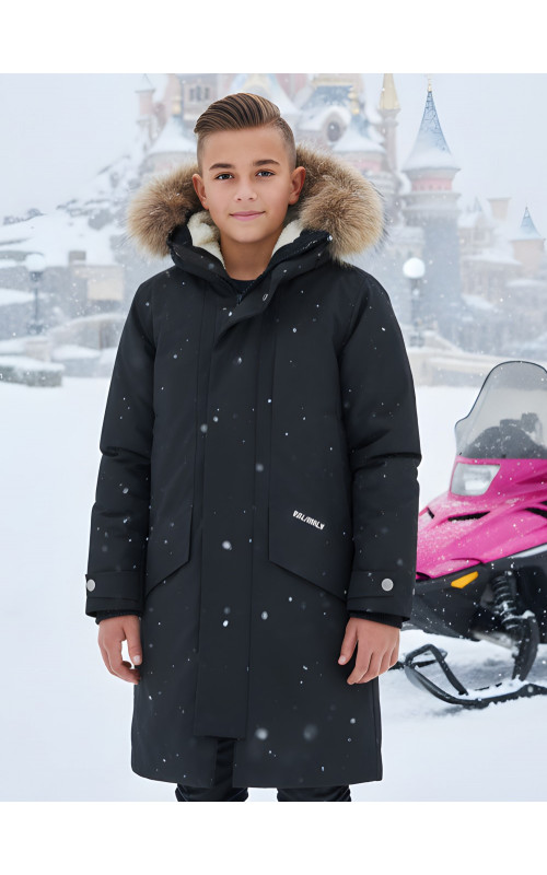 Зимняя парка с мехом енота для мальчика-подростка