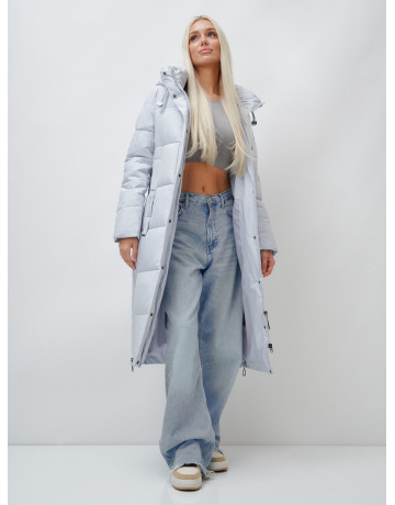 Длинный зимний пуховик с капюшоном для женщин