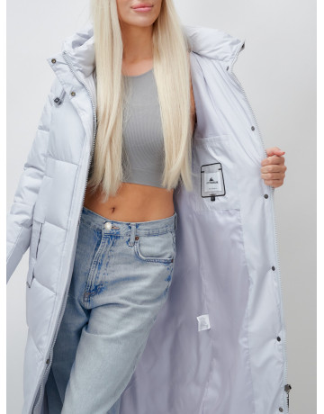 Длинный зимний пуховик с капюшоном для женщин