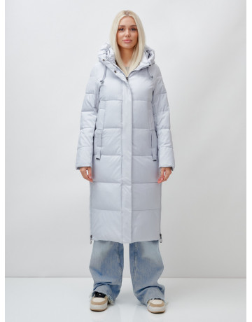 Длинный зимний пуховик с капюшоном для женщин