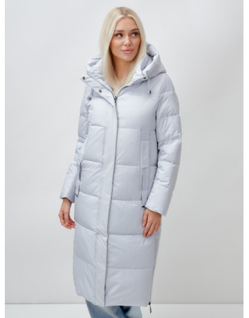 Длинный зимний пуховик с капюшоном для женщин