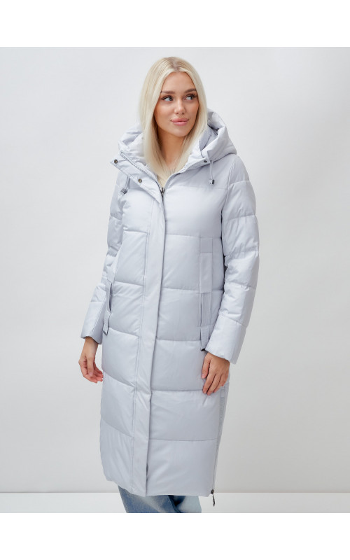Длинный зимний пуховик с капюшоном для женщин