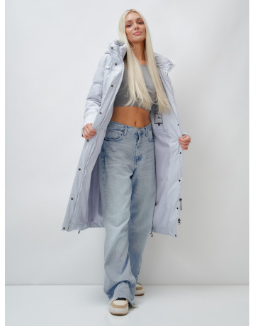 Длинный зимний пуховик с капюшоном для женщин