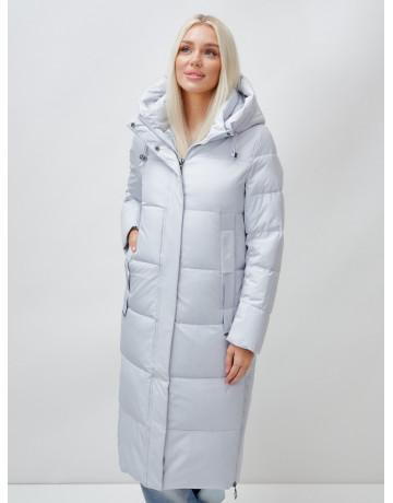 Длинный зимний пуховик с капюшоном для женщин
