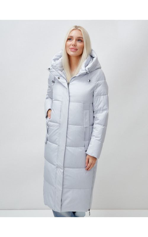 Длинный зимний пуховик с капюшоном для женщин
