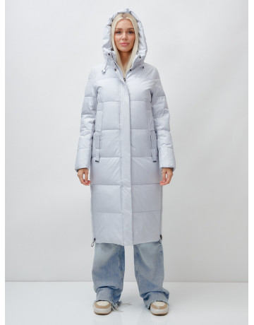 Длинный зимний пуховик с капюшоном для женщин