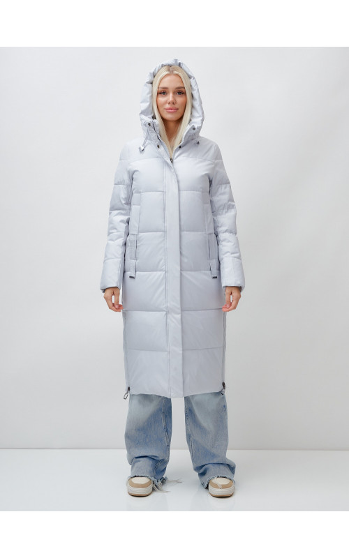 Длинный зимний пуховик с капюшоном для женщин