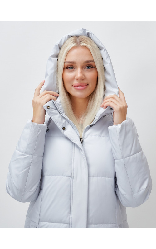 Длинный зимний пуховик с капюшоном для женщин