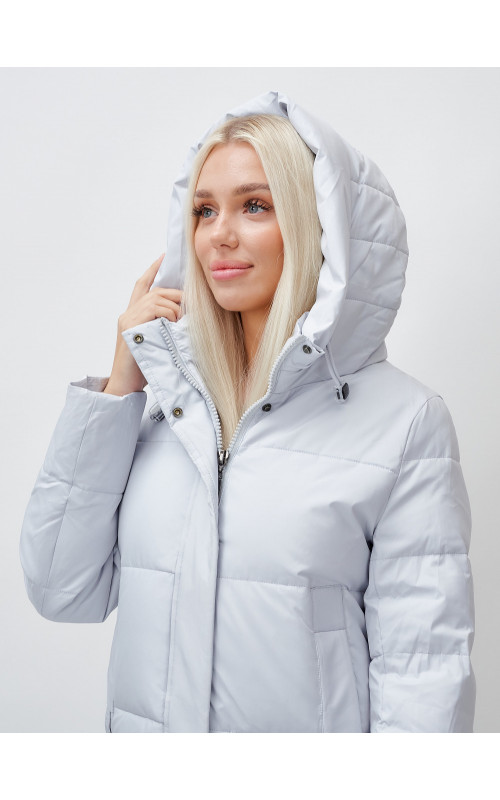 Длинный зимний пуховик с капюшоном для женщин