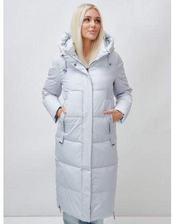 Длинный зимний пуховик с капюшоном для женщин