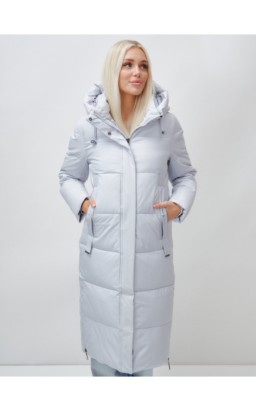Длинный зимний пуховик с капюшоном для женщин