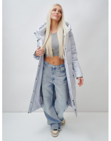 Длинный зимний пуховик с капюшоном для женщин