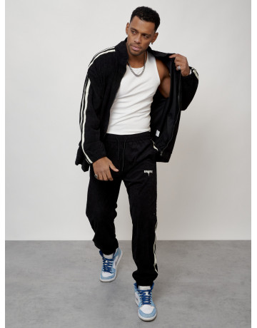 Мужской спортивный костюм из микровельвета, чёрный, для спорта в Тюмени