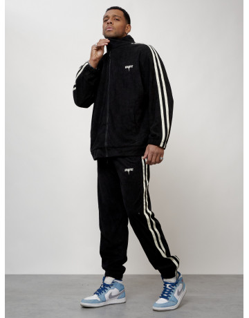 Мужской спортивный костюм из микровельвета, чёрный, для спорта в Тюмени