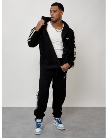 Мужской спортивный костюм из микровельвета, чёрный, для спорта в Тюмени