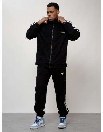 Мужской спортивный костюм из микровельвета, чёрный, для спорта в Тюмени