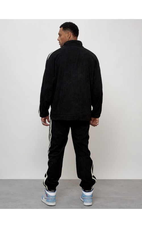 Мужской спортивный костюм из микровельвета, чёрный, для спорта в Тюмени