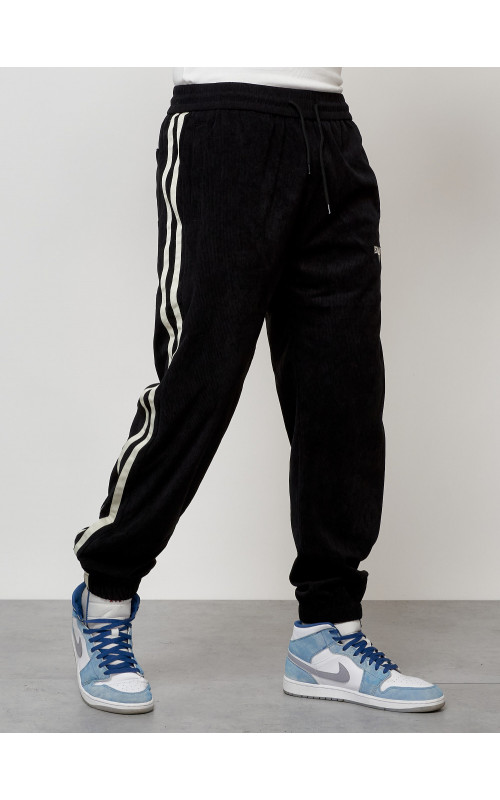 Мужской спортивный костюм из микровельвета, чёрный, для спорта в Тюмени