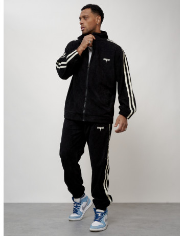 Мужской спортивный костюм из микровельвета, чёрный, для спорта в Тюмени