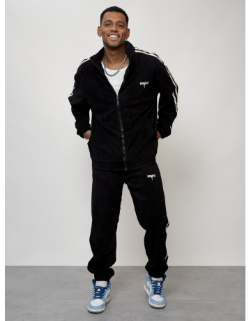 Мужской спортивный костюм из микровельвета, чёрный, для спорта в Тюмени