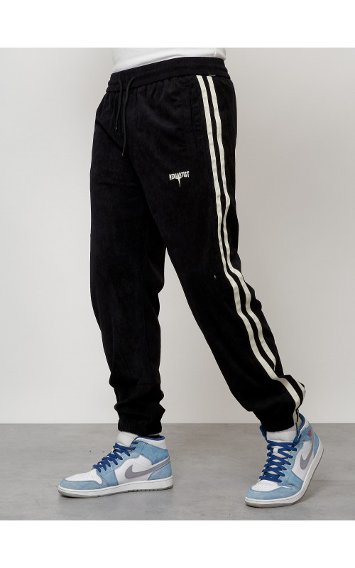 Мужской спортивный костюм из микровельвета, чёрный, для спорта в Тюмени